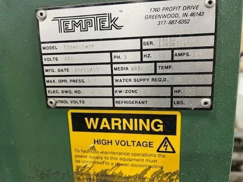 25 Ton, Temptek #MW25C, water cooled chiller, 25 HP, R-454B refrigerant, 1 compressor, 2021 - Image 6