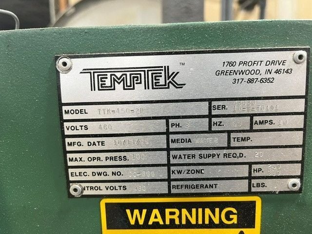 25 Ton, Temptek #MW25C, water cooled chiller, 25 HP, R-454B refrigerant, 1 compressor, 2021 - Image 9