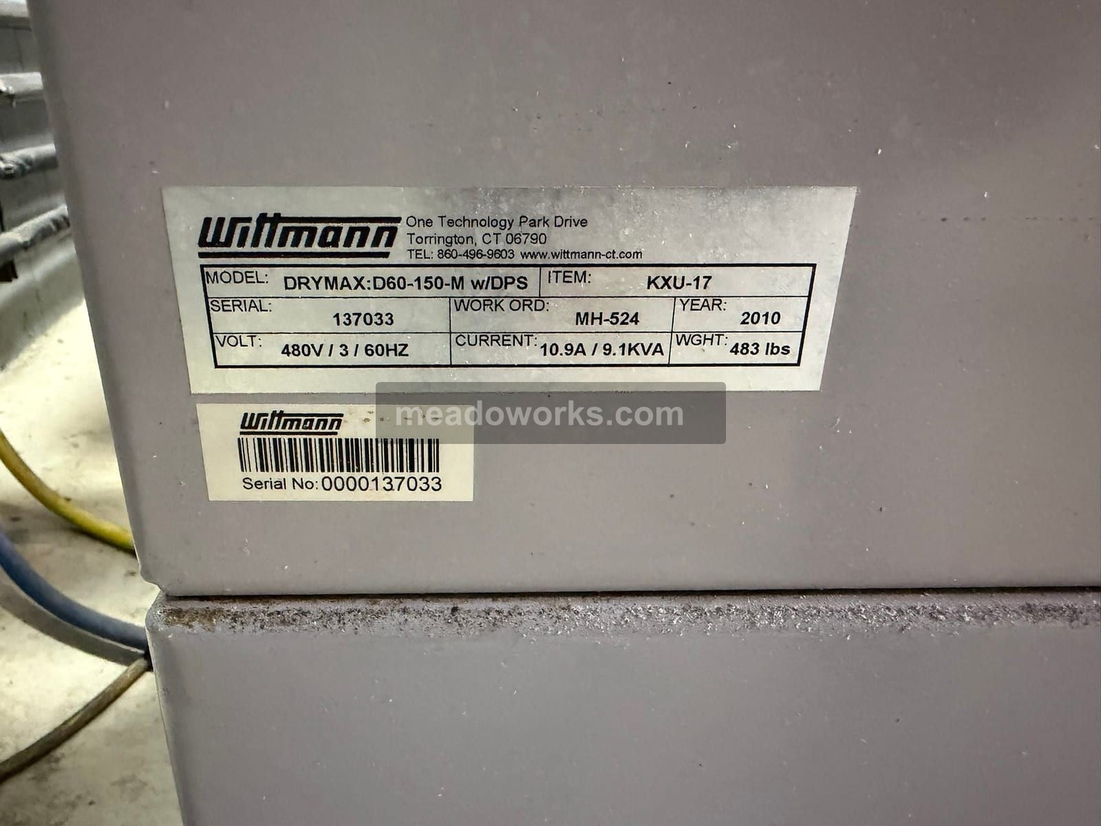 Wittmann #Drymax-D60-150-M, Desiccant Dryer w/DPS, drying hopper & Feedmax loader, 480 V., 2010 - Image 9