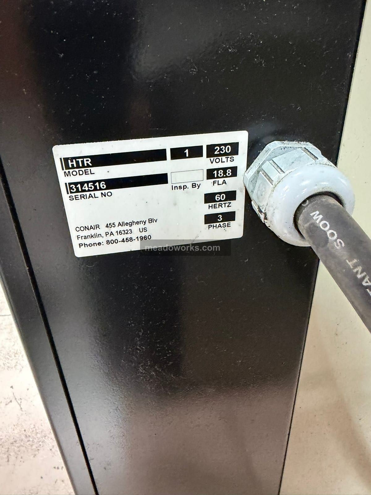 Conair #HTR-1, Hot Oil Unit, TH-1 control, 18.8 FLA, 230 V., 3 Ph., 60 Hz. (4 available) - Image 4