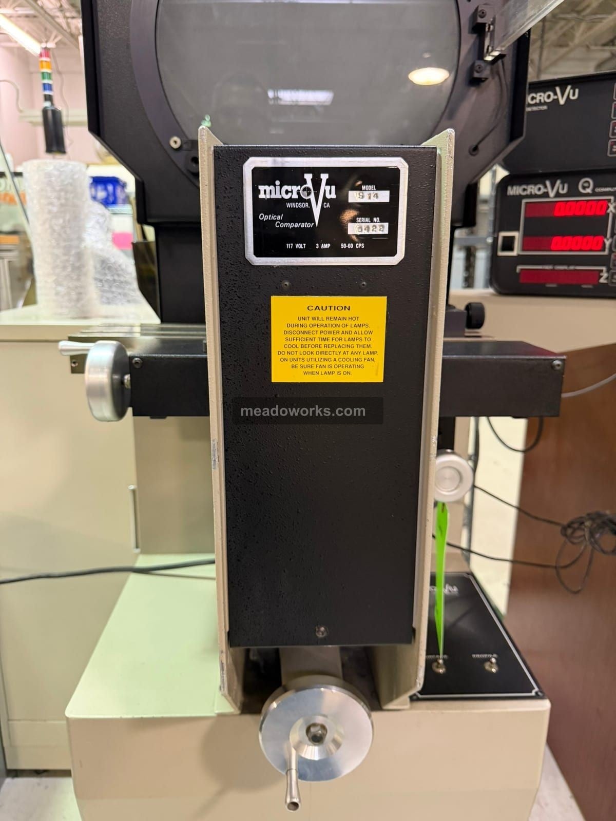 14" MicroVu #S14, Optical Comparator, Q16 digital read out, edge detector, V-blocks, 117 V. - Image 6