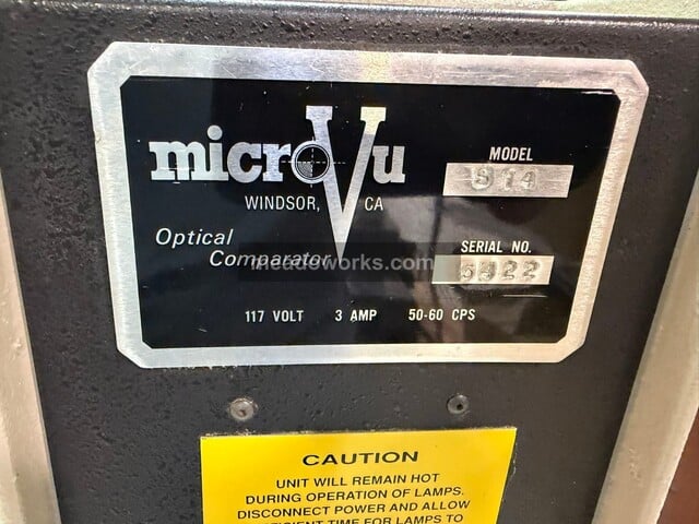 14" MicroVu #S14, Optical Comparator, Q16 digital read out, edge detector, V-blocks, 117 V. - Image 7