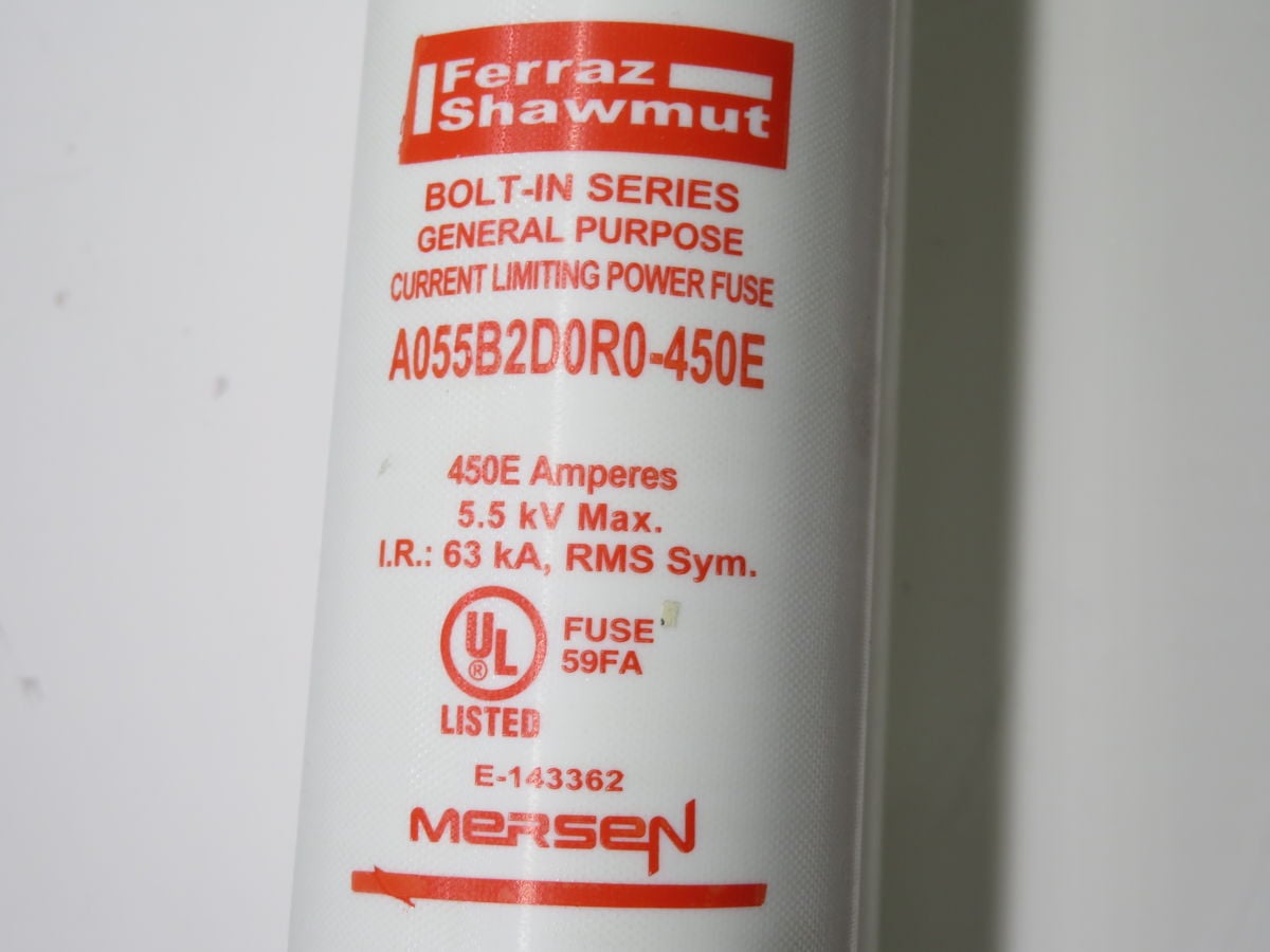 Ferraz Shawmut #A055B2D0R0-450E, Fuse, 5.5 KV, 450E A, 65 KA RMS IR - Image 2