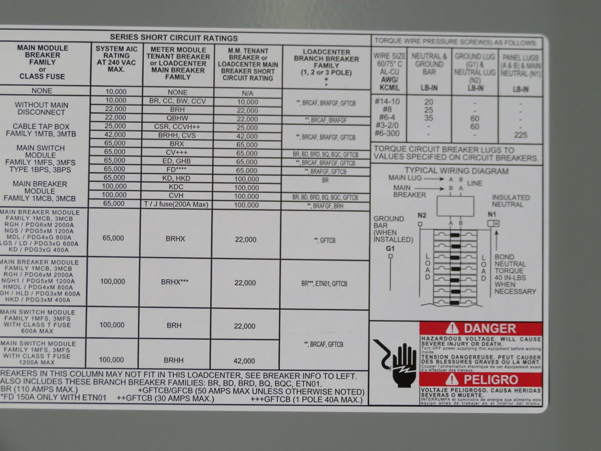 200 Amp, Eaton BRP30B200R, Outdoor Main Lug, 30 Space, 60 Circuits, with Main Breaker - Image 10