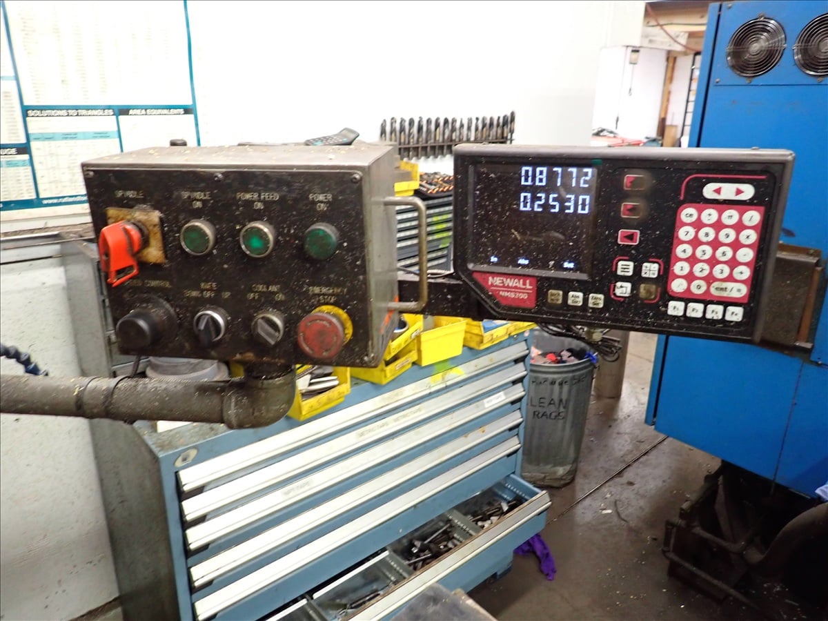 Sharp #V1, Manual Vertical Knee Mill, 12" x 58" table, 5 HP, Maxi Torque-Rite power drawbar, Newall NMS300 - Image 6