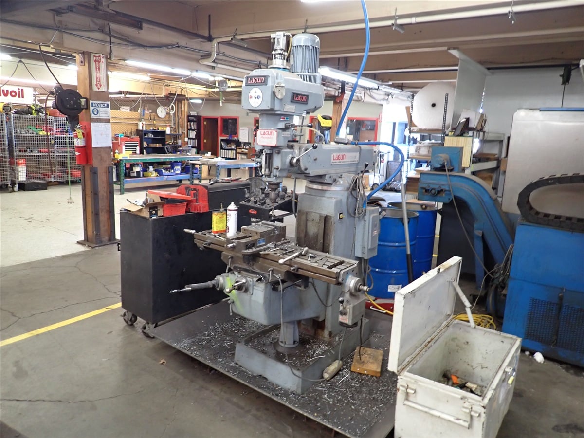 Lagun #FTV-1S, Manual Vertical Knee-Type Mill, 10" x 44" table, 3 HP, pneumatic drawbar, Huot tool holder - Image 1