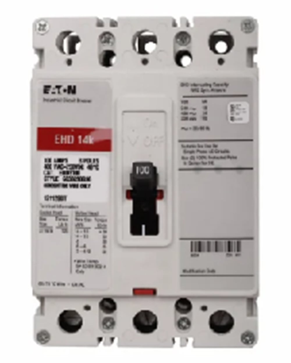60 Amp, Eaton #EHD3060, Circuit Breaker, 3-Pole, F-Frame, Series C, NEW - Image 1
