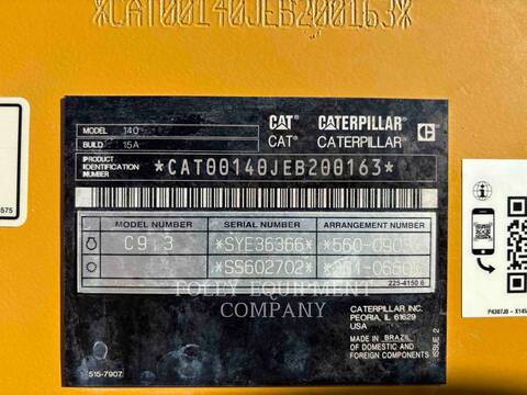 Caterpillar 140-15J, Motor Grader, 3099 hours, S/N: EB200163, 2020 - Image 5