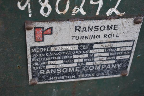 400 Ton, Ransome #400/100PRSR, tank turning rolls, 800000 lb., driver and idler, 28" diameter wheels, rubber - Image 5