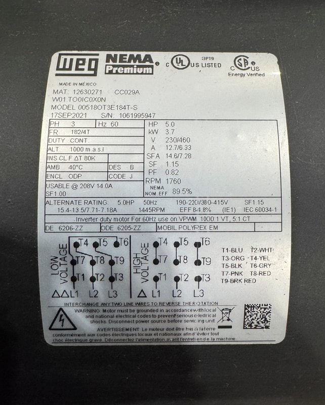 5 HP Powerex #STSH050244, 15 scfm, 116 psi, 60 gallon, dryer, 2021 - Image 10