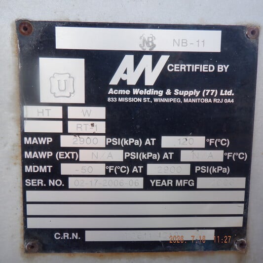 12.8" x 20' Acme Welding and Supply, sour horizontal sand separator, 2-phase, 2900 psi, 120°F max. temp. - Image 5