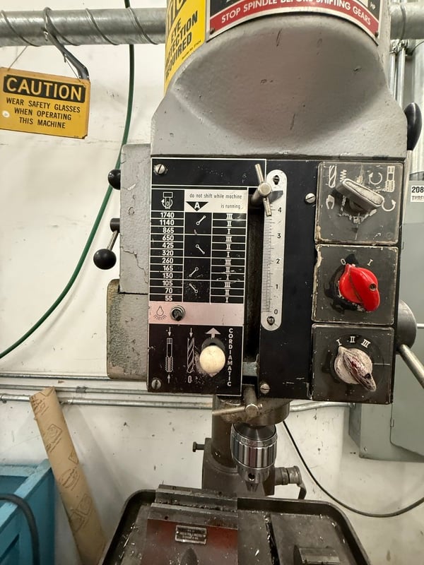 Wilton #24800, drill press, 3-speed motor, 3 HP, 55-1740 RPM, X-Y vise table, power feed, 220 V., 60 Hz., 3 - Image 4