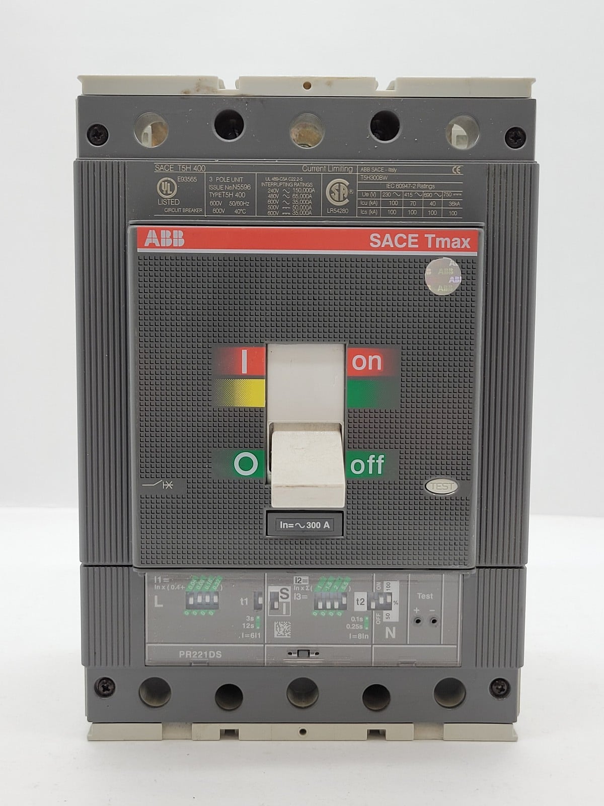300 Amps, ABB #T5H300BW, SACE Tmax Circuit Breaker, 3P, 600 Volts, 65KA, T5H400, PR221DS Fixed-Version - Image 4