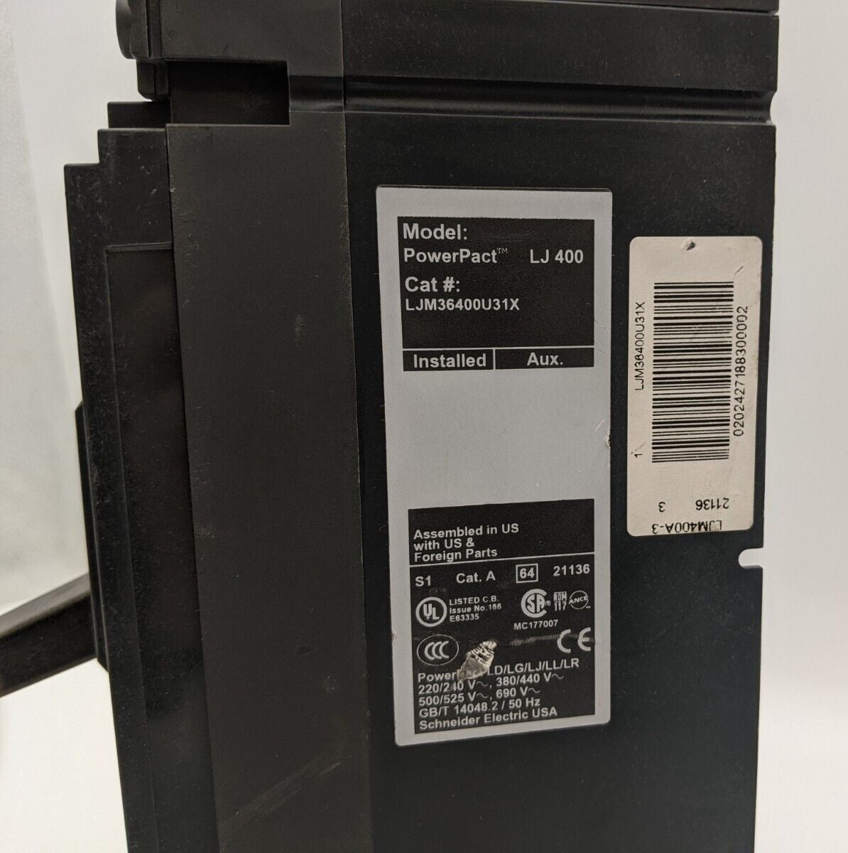 400 Amps, Square D #LJM36400U31X, PowerPact Circuit Breaker, 3P, 600 Volts, Micrologic 3.3 Trip - Image 7