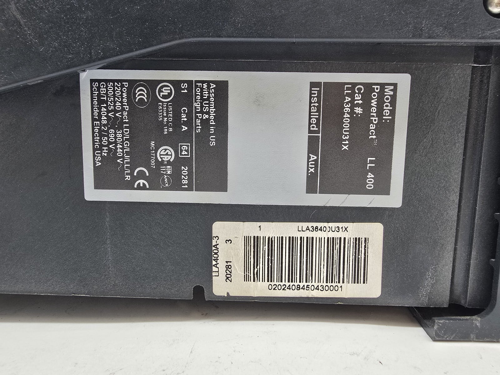 400 Amps, Square D #LLA36400U31X, I-Line Circuit Breaker, 3P, 600 VAC, 50/60 Hz., HACR Type - Image 6