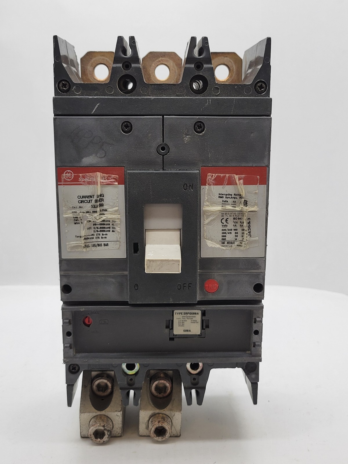 600 Amps, General Electric #SGLA36AT0600, Bolt-On Circuit Breaker, 3P, 600 Volts, 3 phase, 600A Trip, AS IS - Image 6