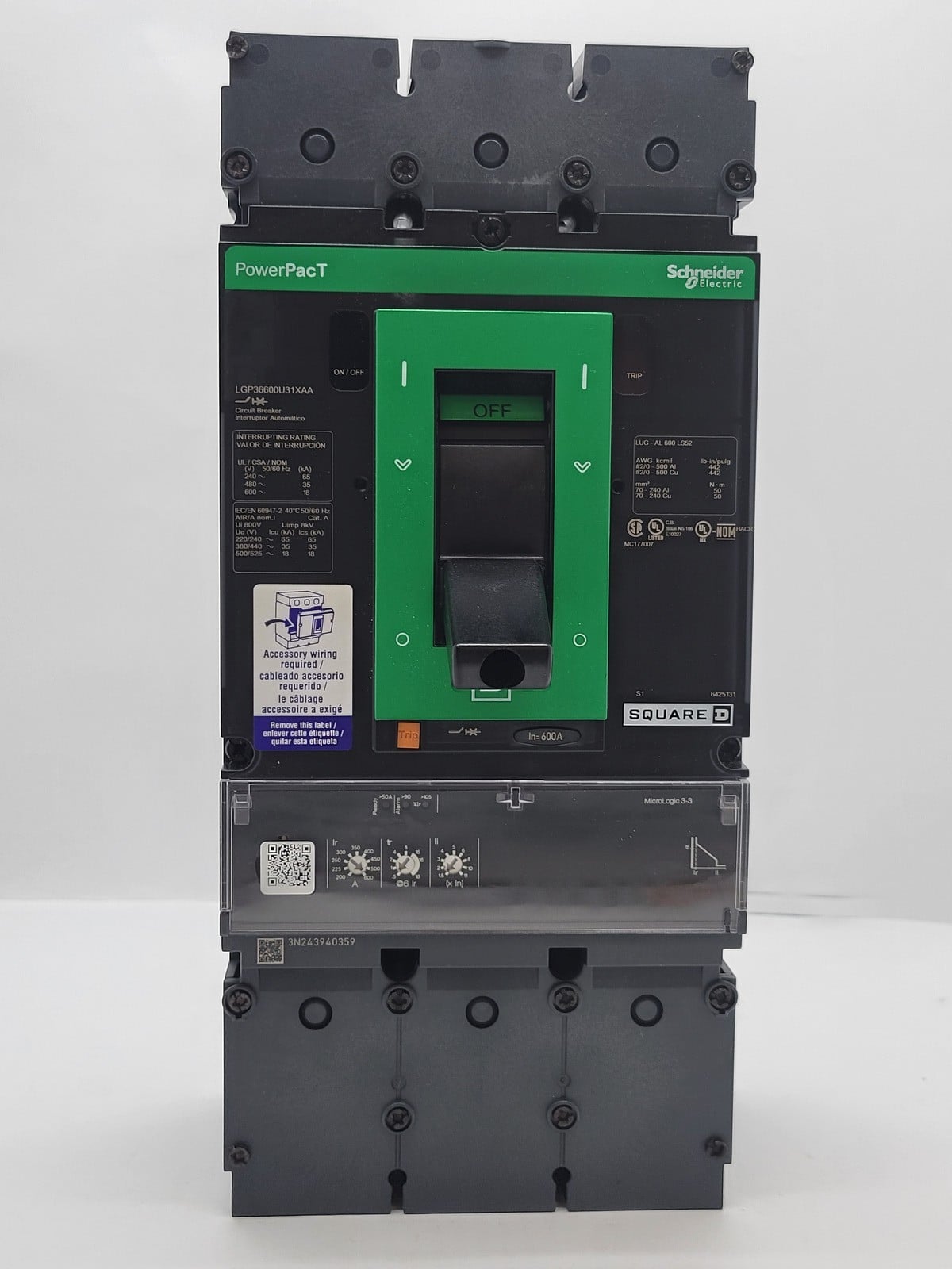600 Amps, Square D #LGP36600U31XAA, PowerPact Circuit Breaker, 3P, 600 Volts, 35KA, new - Image 6