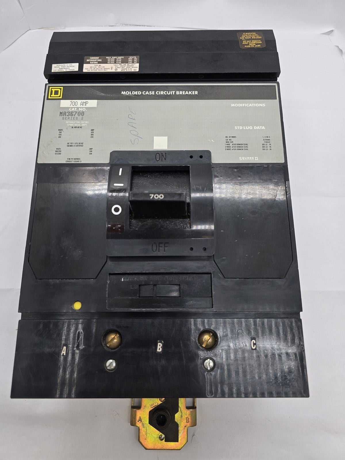 700 Amps, Square D #MA36700, I-Line Circuit Breaker, 3P, 600 Volts, 22KA, Series 2, w/ Mounting Hardware - Image 9