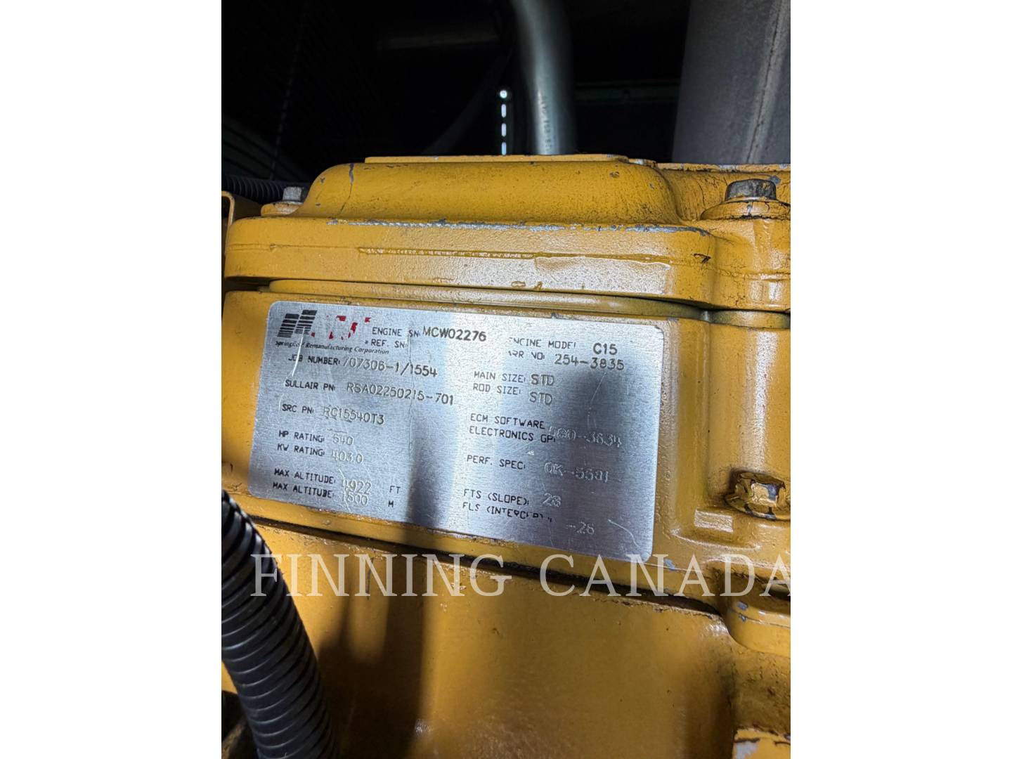 328 KW Sullair 1600HAF, Diesel, 2100 RPM, 24V, 2845 hours, 2020 - Image 5