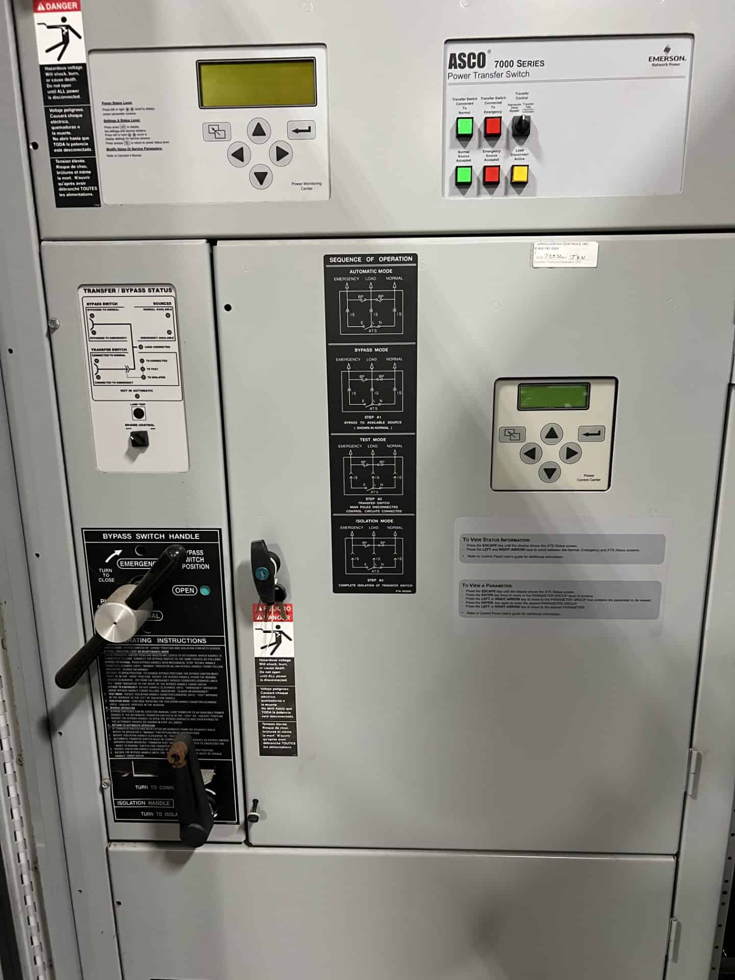 400 Amp. Asco #J7ADTB030400N5XM, Automatic Transfer Switch, 480 Volts, 3-pole, NEMA 3R enclosure, 3PH - Image 2