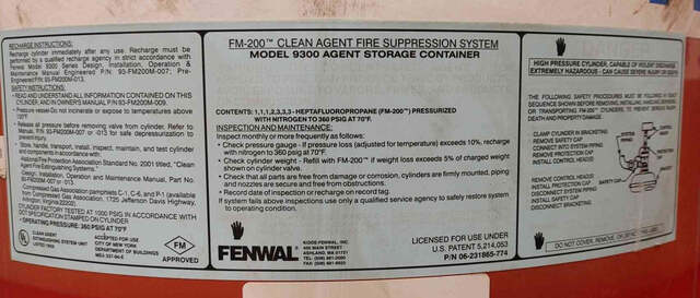 400 lbs. Fenwal, Fire Suppression System, FM-200 Agent (2 available) - Image 2