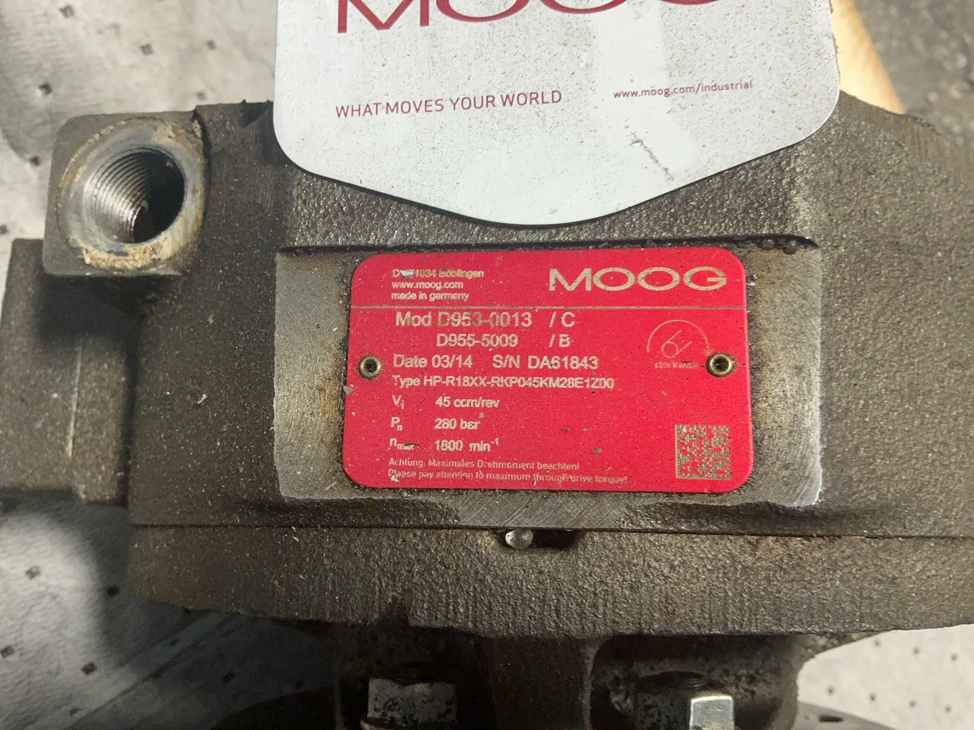Moog #D953-0013/D955-0001, radial piston pump, 280 bar, 1800 RPM, 2014 - Image 5