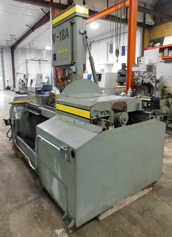 18" x 20" Hyd-Mech #V-18A, automatic vertical bandsaw, 1.25" x 14' 11" blade, 65-385 FPM, hydraulic tilt - Image 4