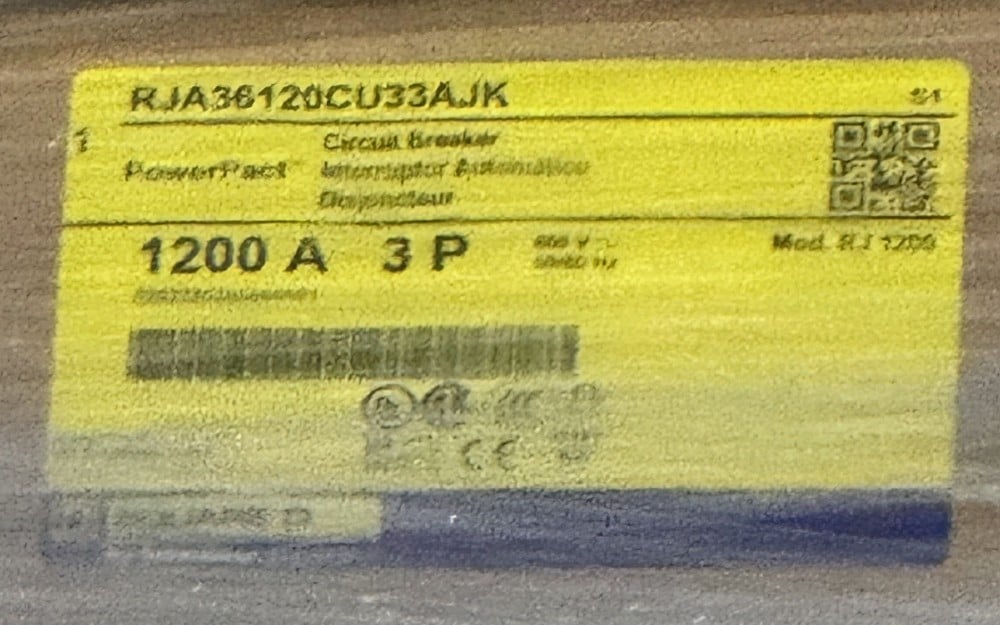 1200 Amps, Square D, RJA36120CU33AUJK, PowerPacT R molded case circuit breaker, 3-pole, new surplus (10 - Image 1