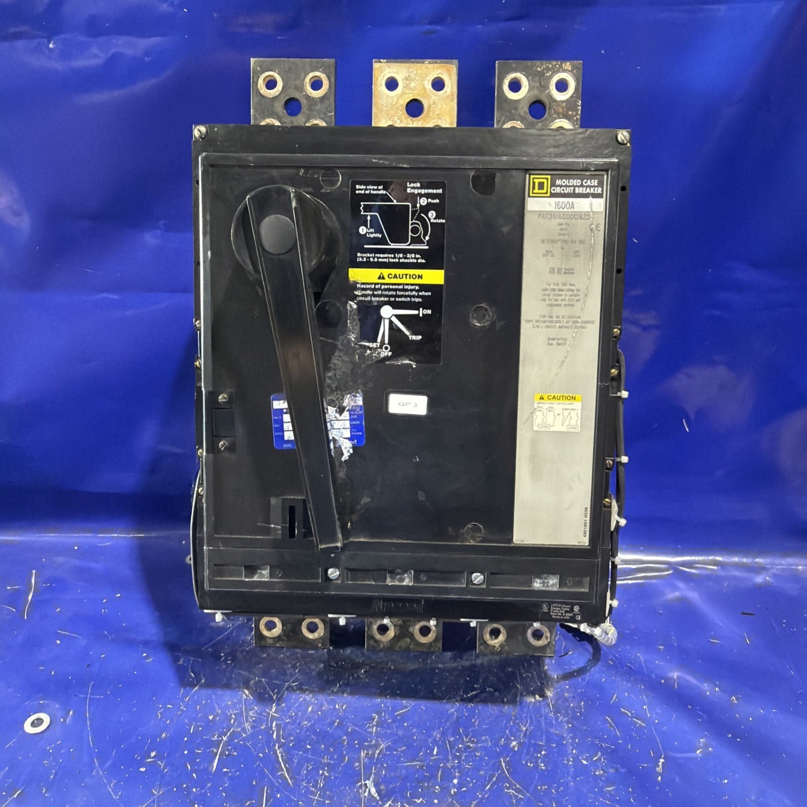 1600 Amps, Square D #PAF361600DC1625, bolt-on molded case circuit breaker, 600 Volts, 3 Pole - Image 3