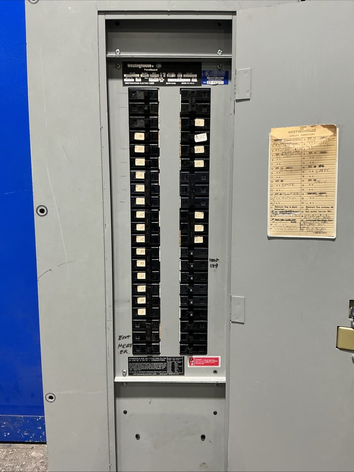 400 Amp. Westinghouse YS2054, MLO Panelboard, 208Y/120 Volts, 3 Phase, 4 Wire - Image 7
