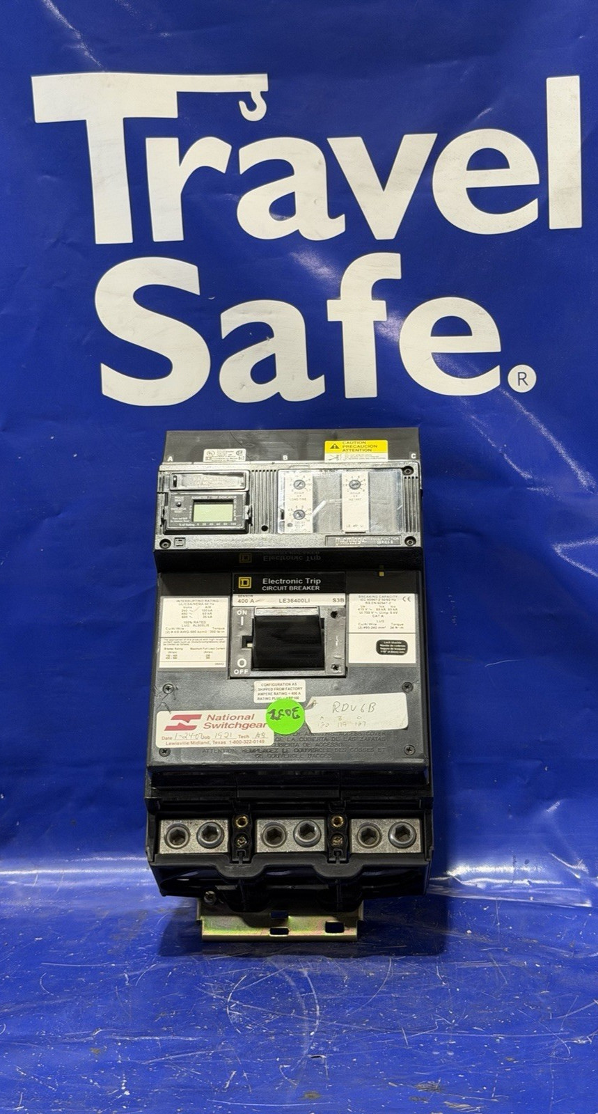 400 Amps, Square D #LE36400LI, I-Line circuit breaker, 600 Volts, 3 Pole, Micrologic trip, Series B (4 - Image 1