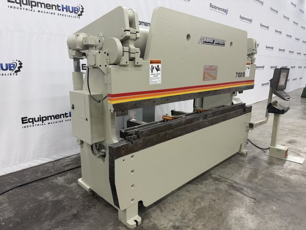 100 Ton, Accurpress #710010, 3-Axis CNC hydraulic press brake, 10' overall, 102" between housing, 8" stroke - Image 3