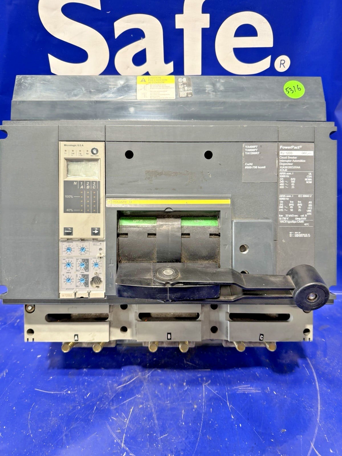 1200 Amps, Square D #RJA36120CU31AA, I-Line circuit breaker, 600 Volts, 3 Pole, Micrologic 6.0 trip - Image 2