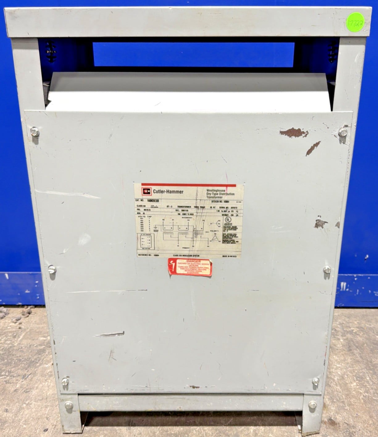 30 KVA 480 Delta Primary, 208Y/120 Secondary, Cutler-Hammer #V48M28E30B, Transformer, 3 Phase, NEMA 2 - Image 2
