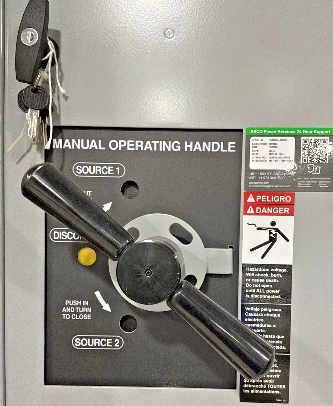 225 Amp. ASCO #J03M4QA30225N0XS, Manual Transfer Switch, 480 Volts, 3 Pole, 4 Wire, service entrance rated - Image 7
