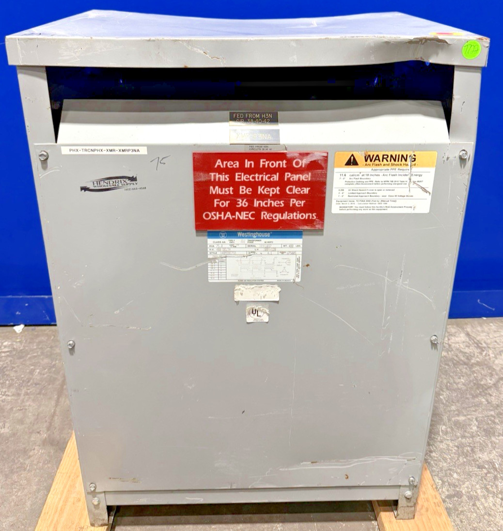75 KVA 480 Primary, 208Y/120 Secondary, Westinghouse #J89K1037, Transformer, 60 Hz, NEMA 2 - Image 10