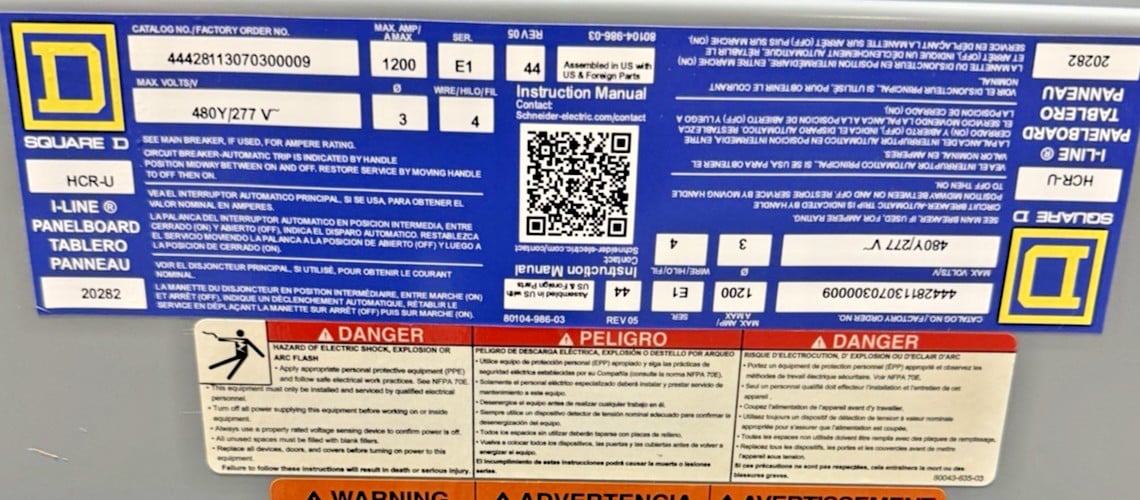 1200 Amp. Square D 44428113070300009, I-Line Main Breaker Panelboard, 480 Volts, 3 Phase, 4 Wire, LSIG main - Image 2
