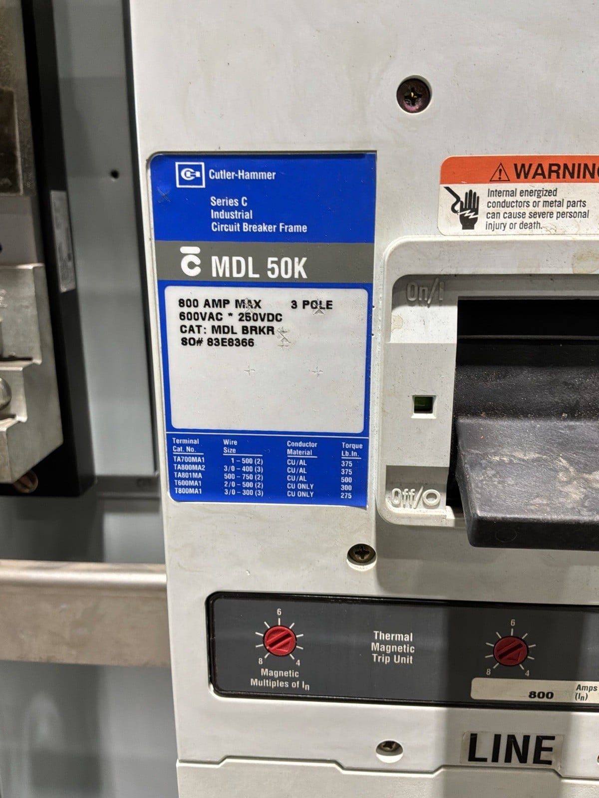 1200 Amps, Eaton, enclosed circuit breaker, 600 Volts, NEMA 1 - Image 7