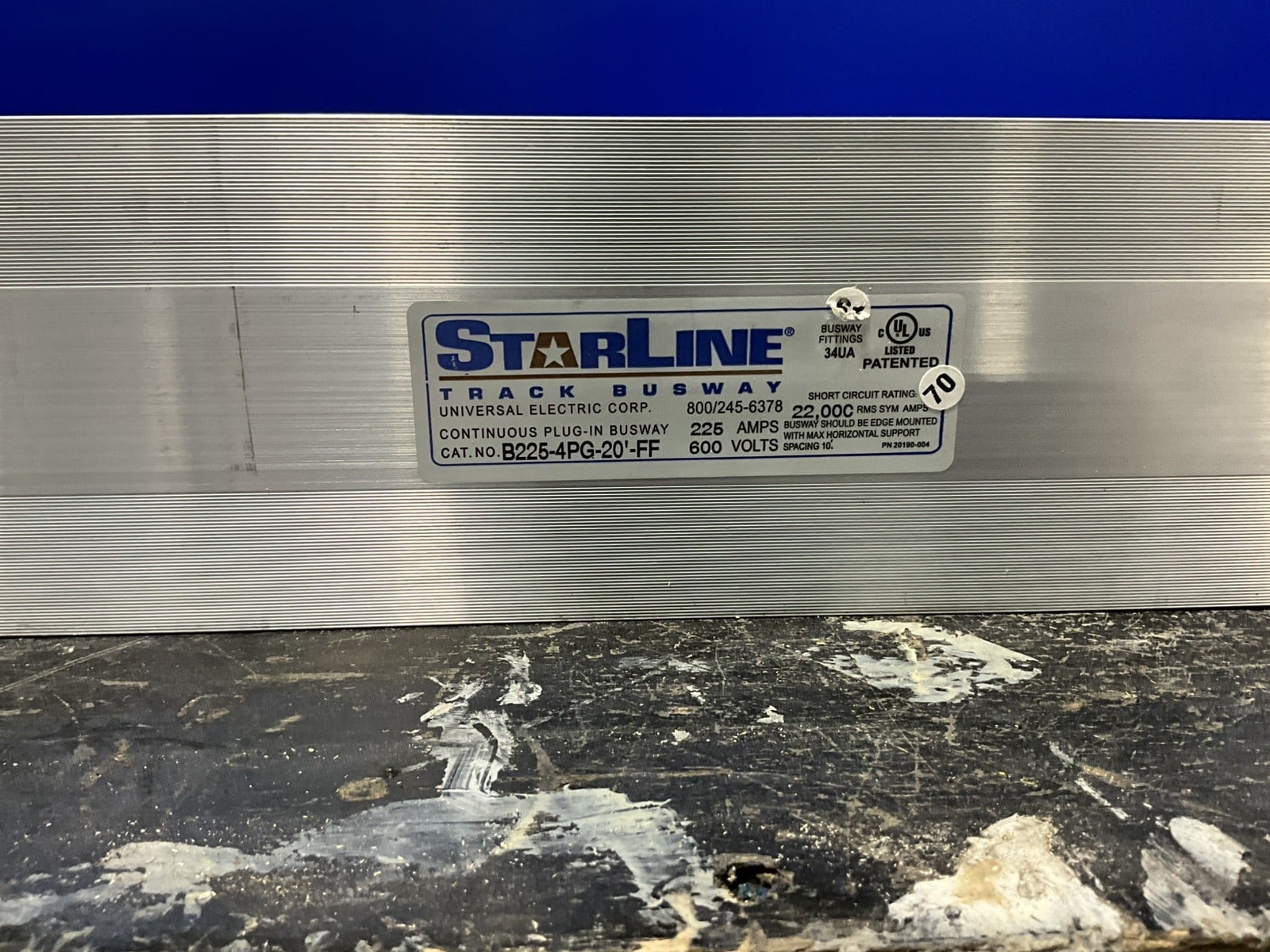 225 Amps, Starline #B225-4PG-20FF, Track Busway, 600 Volts, 20' length - Image 2