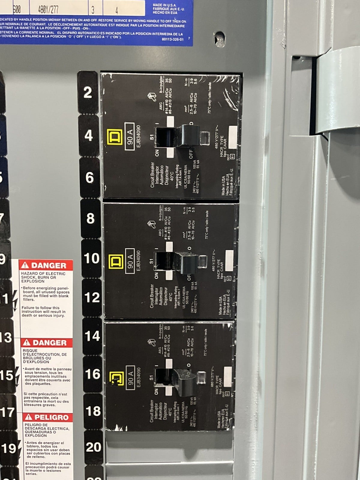 600 Amp. Square D 12-13605291-034, NF MLO Panelboard, 480 Volts, 3 Phase, 4 Wire - Image 6