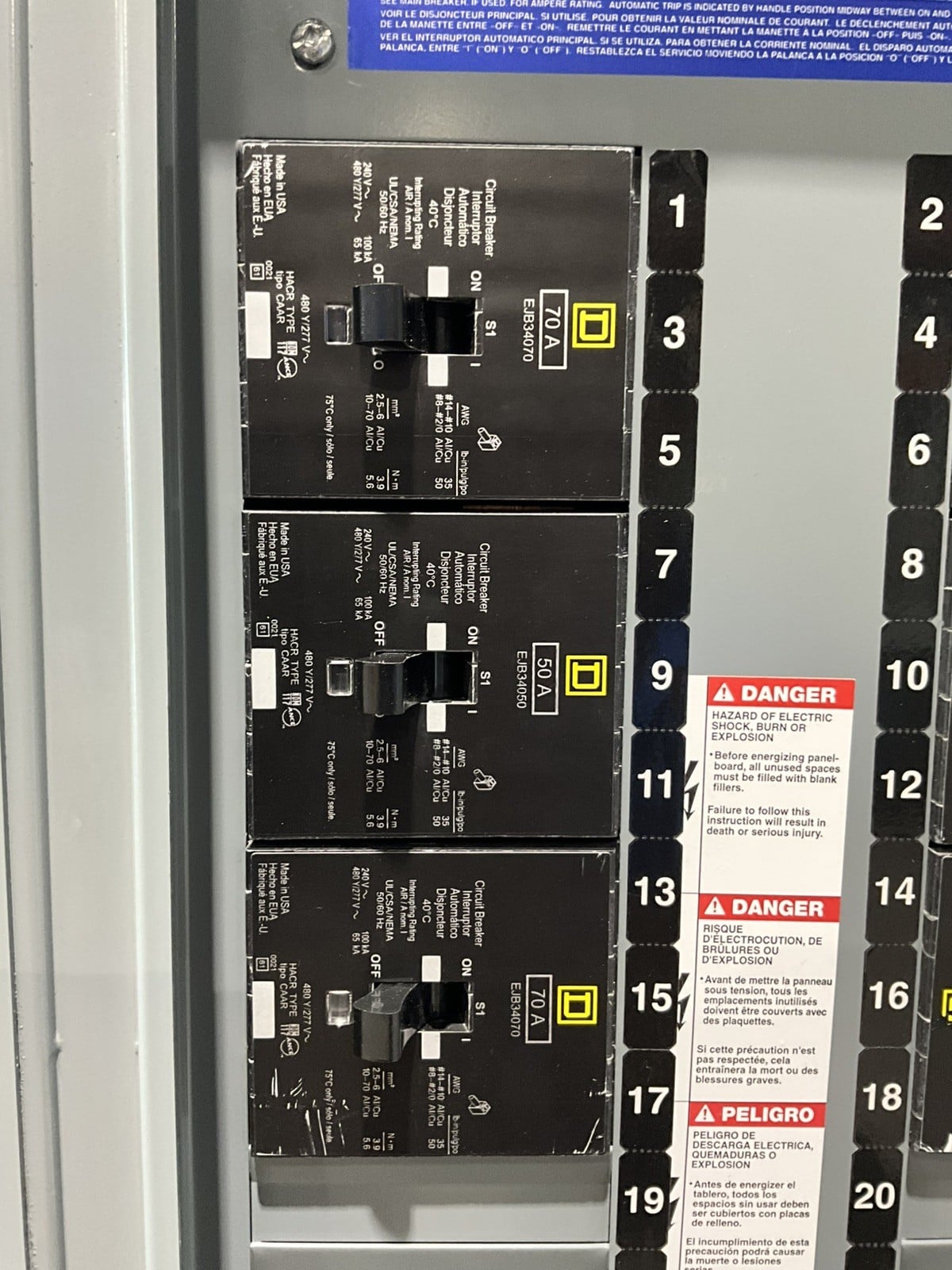 600 Amp. Square D 12-13605291-034, NF MLO Panelboard, 480 Volts, 3 Phase, 4 Wire - Image 7