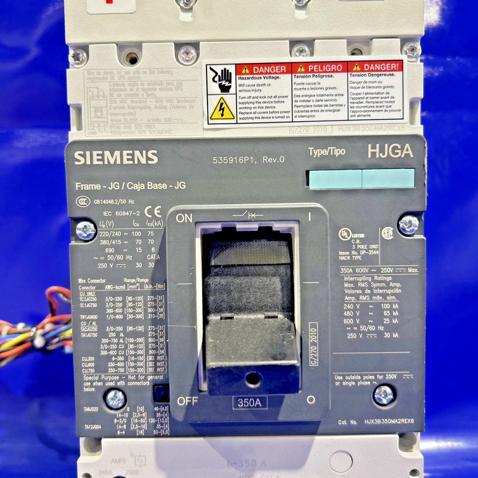 350 Amps, Siemens #HJX3B350MA2REX6, circuit breaker, 600 Volts, 3 Pole (2 available) - Image 3