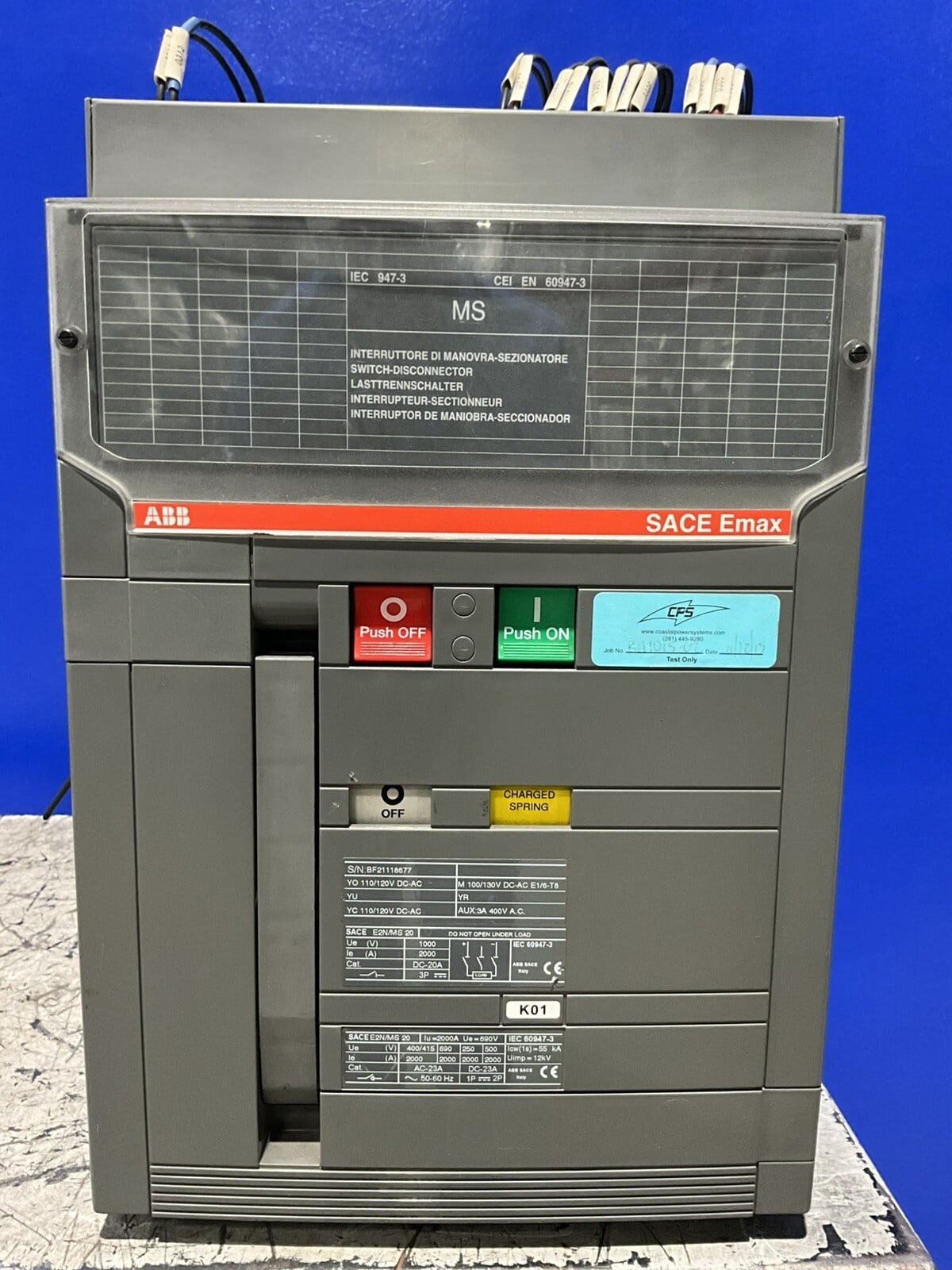 2000 Amps, ABB #BF21118677, Emax circuit breaker, 1000 Volts, 3 Pole - Image 6