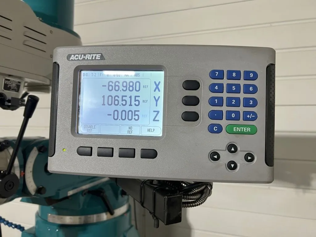 Clausing #2VS08, vertical knee mill, 9" x49" tbl., 38" X, 14" Y, 3 HP, 4350 RPM, digital read out, power - Image 7