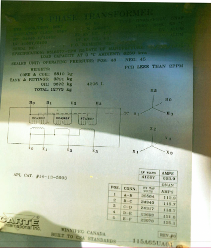 5000 KVA 24,940Y/14,400 Primary, 4160Y/2400 Secondary, Carte, Pad Mount Transformer, oil filled, 3PH, 1999 - Image 3
