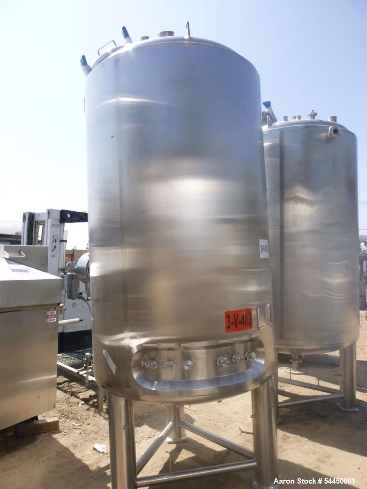 660 gallon Precision Stainless, Reactor, 316L Stainless Steel, 2,500 liter, 48" diameter x 6' 7" H, 50 psi/FV - Image 1