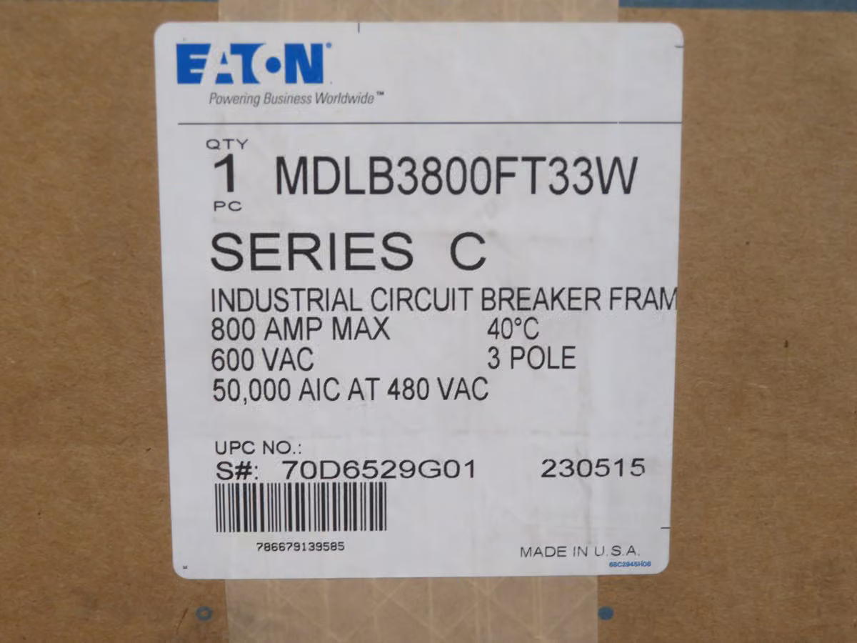 800 Amp, Eaton #MDLB3800FT33W, molded case circuit breaker, 3-pole, 65 kAIC @ 240 VAC - Image 4
