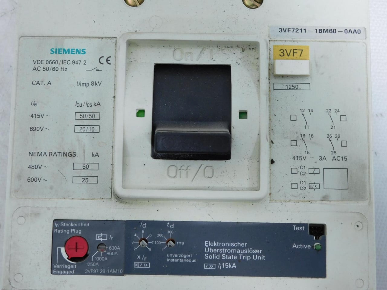 60 Amp, Siemens #3VF7211-1BM60-0AA0, circuit breaker, 3-pole, 690 VAC, 10 kA Icu @ 690 Volts - Image 8