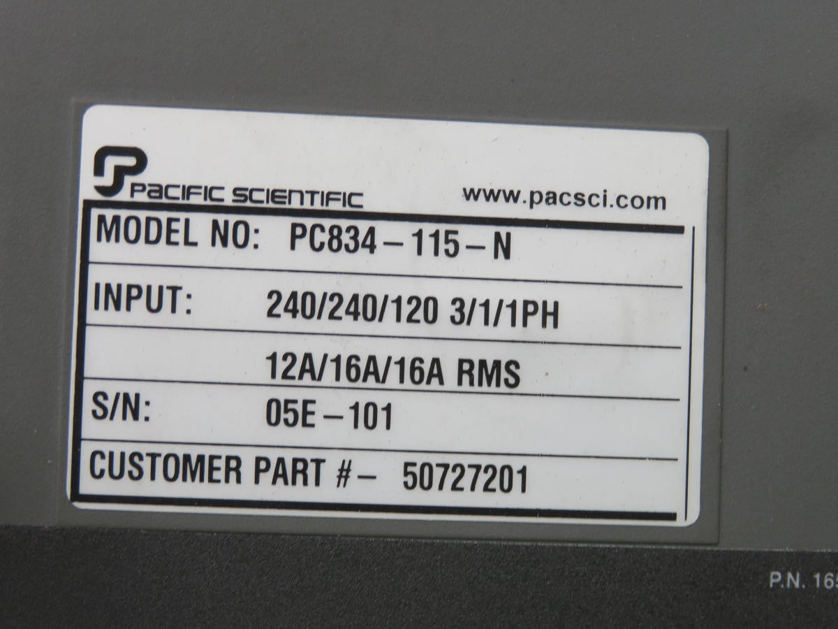 Pacific Scientific #PC834-116-N, servo drive, 240 Volts input, 16 Amp peak output - Image 4