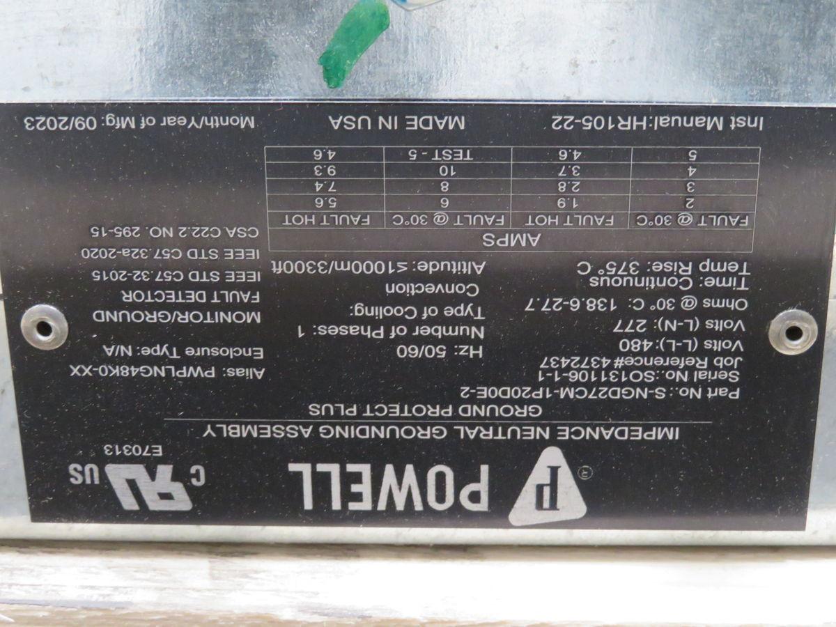 Powell #S-NGD27CM-1P20D0E-2, neutral grounding resistor, 480/277 Volts, 138.6-27.7 Ohms - Image 4